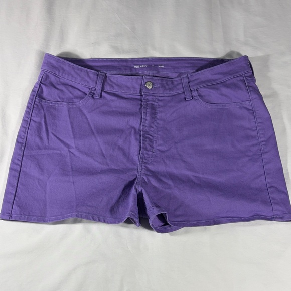 Old Navy womens purple Wow High-Rise flat front 3" inseam denim shorts - size 18 - Picture 2 of 10
